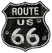 Route 66 Vintage Metal Sign with Bullet Holes 