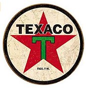 Texaco 1936 Logo Reproduction Round Distressed Retro Vintage Tin Sign