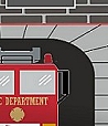 Fireman with Fire Truck Wall Decals  