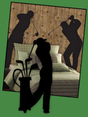 golf wall decal stickers golf wall decals Green plaid beddings  GOLF CLUBS WALL DECAL  
