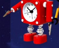 ROBOT CLOCKS robot decor space bedroom decor outer space bedroom decor Robot Alarm Clock Stainless Metal - Wake-up Clock with Flashing Eye Lights and Hand Clip   