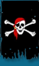 Red Scarf Skull Bones Flag  - Jolly Roger Crossbone Pirate Banner 