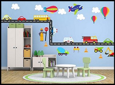 City Transportation wall decals Vehicles Wall Decal Transportation Town Wall Decals