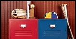 locker is sturdily constructed and ready to stow away sport gear, games and more. Lockers have metal details with a non-toxic painted finish that quickly wipes clean. Makes a great night table too! Gym lockers measure 131/2x12x24"H. Choose Red or Navy. baseball sports boys room decorating theme furniture 