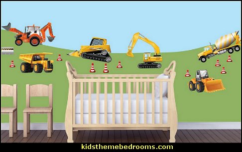 construction themed Boys Room Decor, Construction Truck Wall Stickers