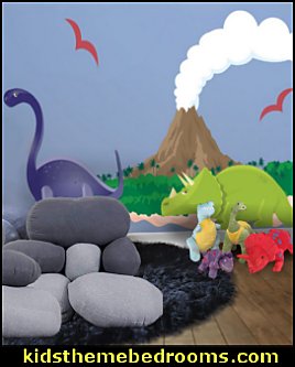 rock pillows dino playroom   Dinosaurs and Large Volcano
wall Decal Set