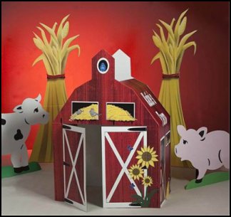 Big Red Barn  party prop decoration farm theme decorating props barnyard kids john deere on the farmyard theme bedrooms  barn party little farmers Cow & Pig Standees  Farm Tractor play farmer john deere tractor decorations