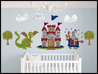 Give your little prince a room fit for a king with fairy tale wall decals from Sunny Decals. Let his imagination soar every time he enters his room with darling dragons and shiny castle creations. Decorating your child's room doesn't have to be a stressful or overly expense experience. With Sunny Decals, you can transform your mini royal highness's bedroom into a princely pad in an afternoon. Your shiny, colorful new digs would make King Arthur and the knights of the Round Table jealous! Sunny Decals offers a wide selection of jumbo sized fabric wall decals and wall stickers for nurseries, kids rooms, playrooms, schools, and more. 