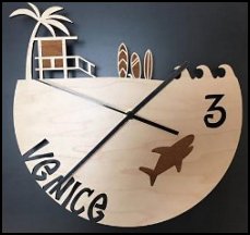 Surfboard Beach Kids Room Wall Clock Venice Clock  California surfing Home Decor